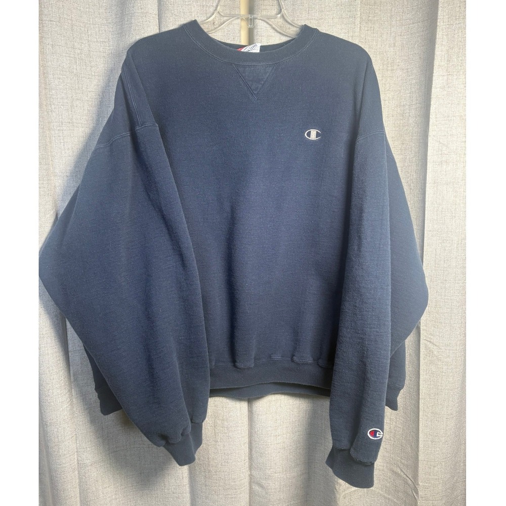 Champion Men XXL Navy Blue Crewneck Sweatshirt Authentic Athletic Apparel S2000